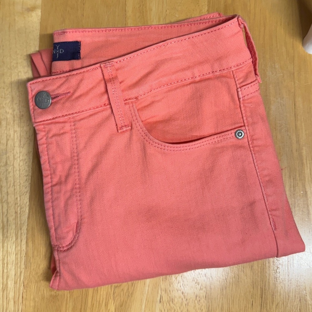 NYDJ Ankle Jeans size 6 Petite Coral Pink Stretch Slim High Rise Capri Cropped